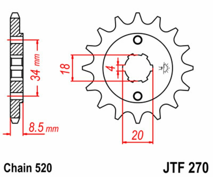 PION JT 270 de acero con 14 dientes